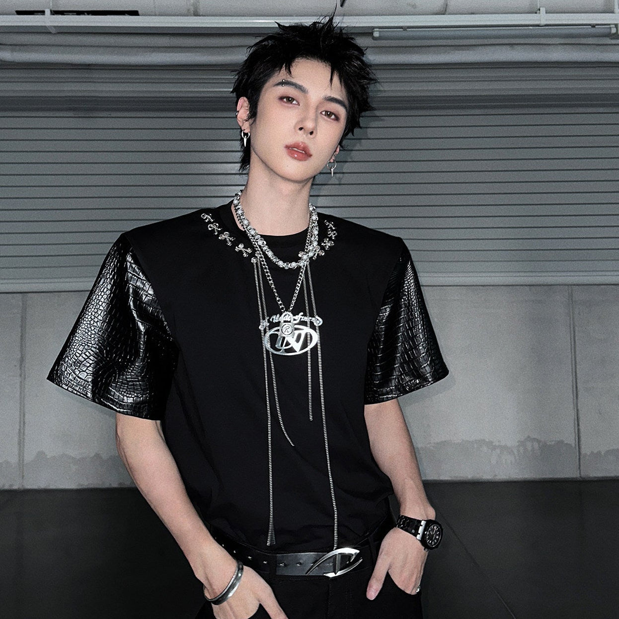 Oversize Contrast Short Sleeve T-Shirt WN25112