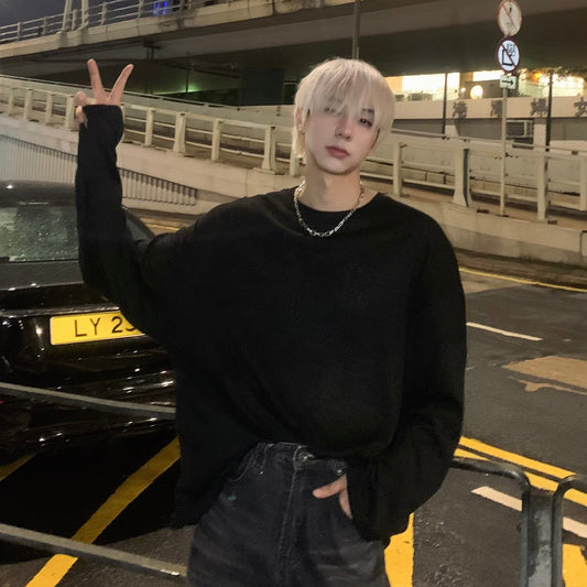 Emboss Pattern Oversize Long Sleeve T-Shirt WN25191
