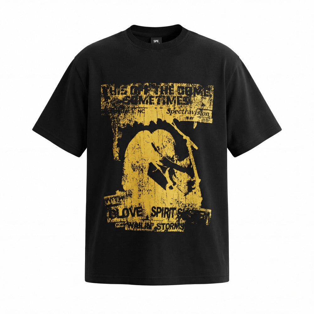 Rock Graphic Print Drop-Shoulder Oversize Short Sleeve T-Shirt WN27931
