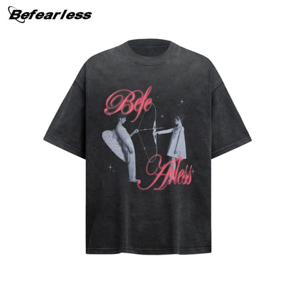 Angel Graphic Letter Print Short Sleeve T-Shirt WN26188