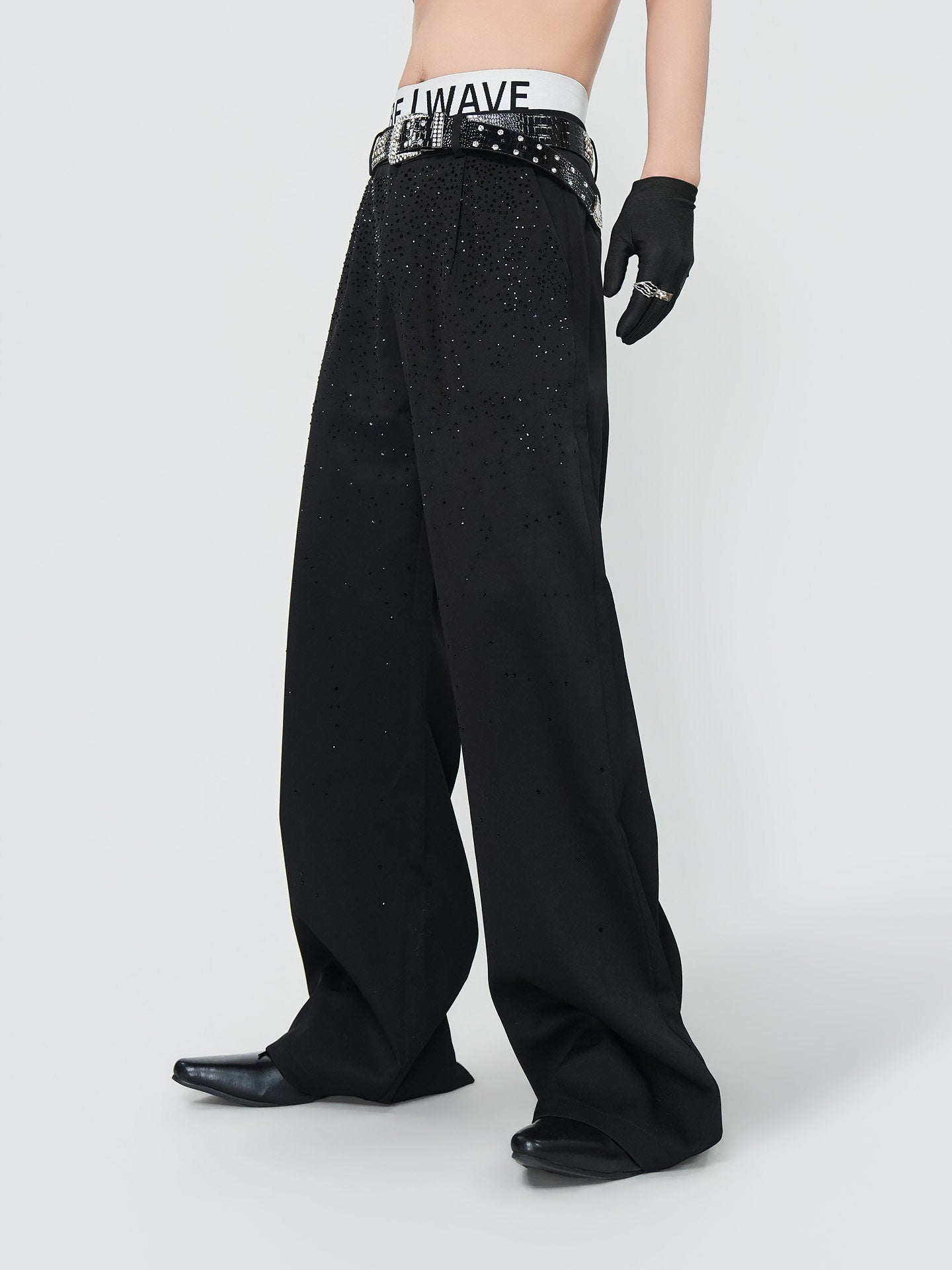Rhinestone Flare Trousers WN24301