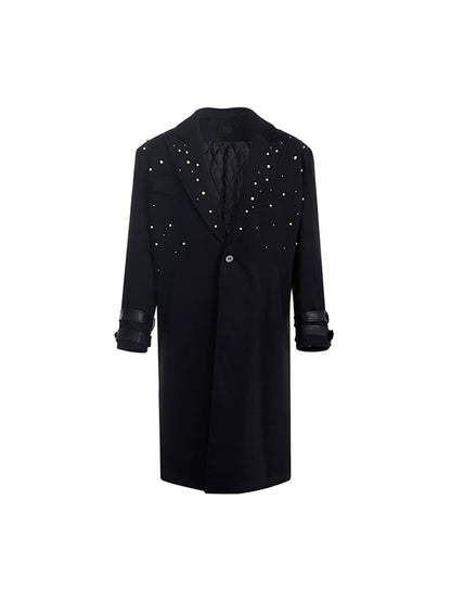 Mid-Length Pearl Detail Woolen Coat WN10206