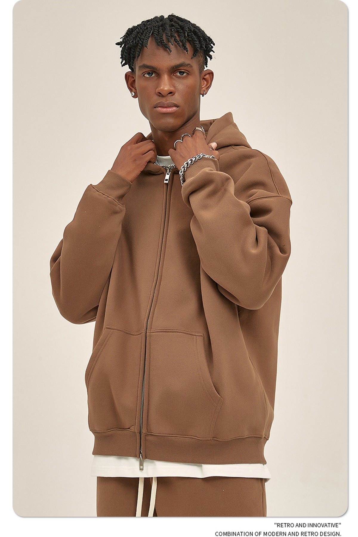 Oversize Heavyweight Zipper Hoodie & Heavyweight Sweatpants Setup WN6640