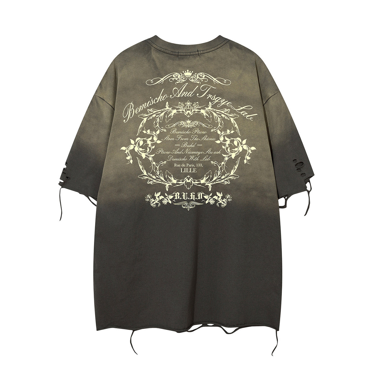 Gradient Washed Damage Oversize Short Sleeve T-Shirt WN26927