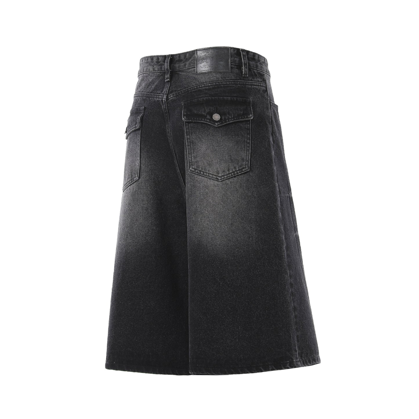 Denim Wash Wide Leg Half Pants WN25644
