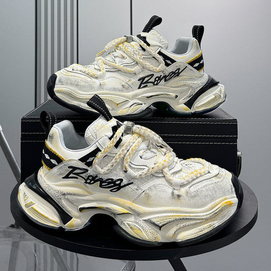 Washed Graffiti Print Chunky Sole Sneakers WN24636