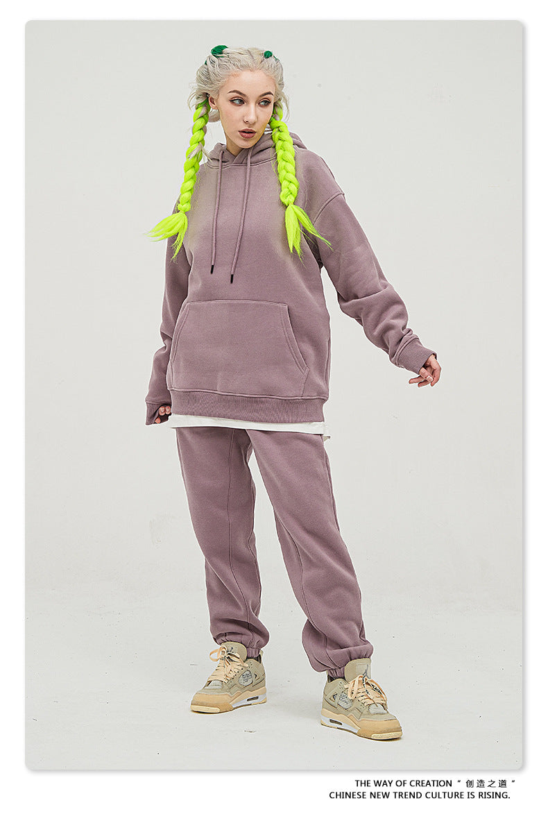 Fleece Lining Oversize Hoodie & Fleece Lining Sweatpants Setup WN9931