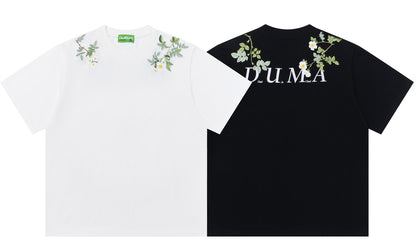 Floral Letter Embroidery Oversize Short Sleeve T-Shirt WN26880