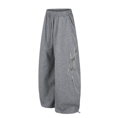 Tribal Print Drawstring Wide Leg Sweatpants WN25395