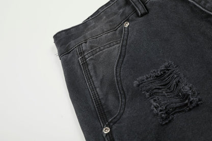 Washed Damage Wide Leg Denim Jeans WN26058