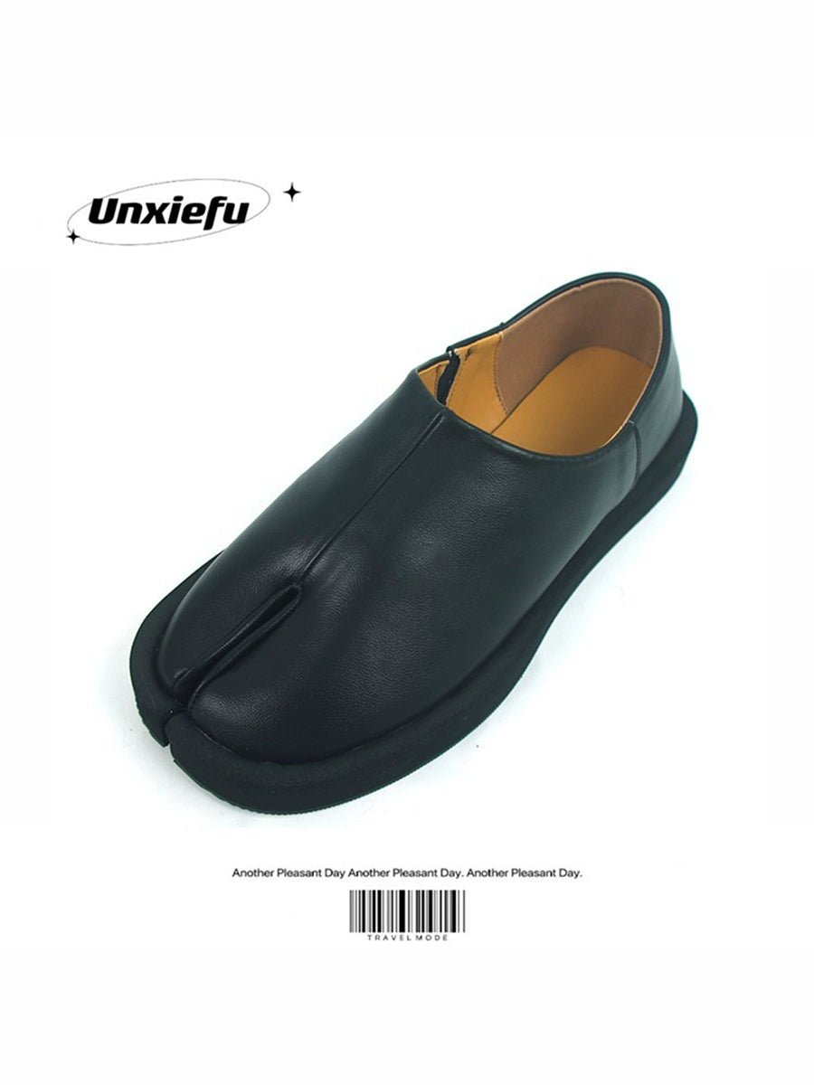 Chunky Sole Leather Tabi Slip-On Shoes WN20779