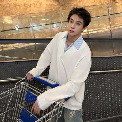 Fake Layered V-Neck Long Sleeve T-Shirt WN25202