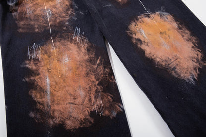 Paint Splatter Workwear Wide Leg Denim Jeans WN27921