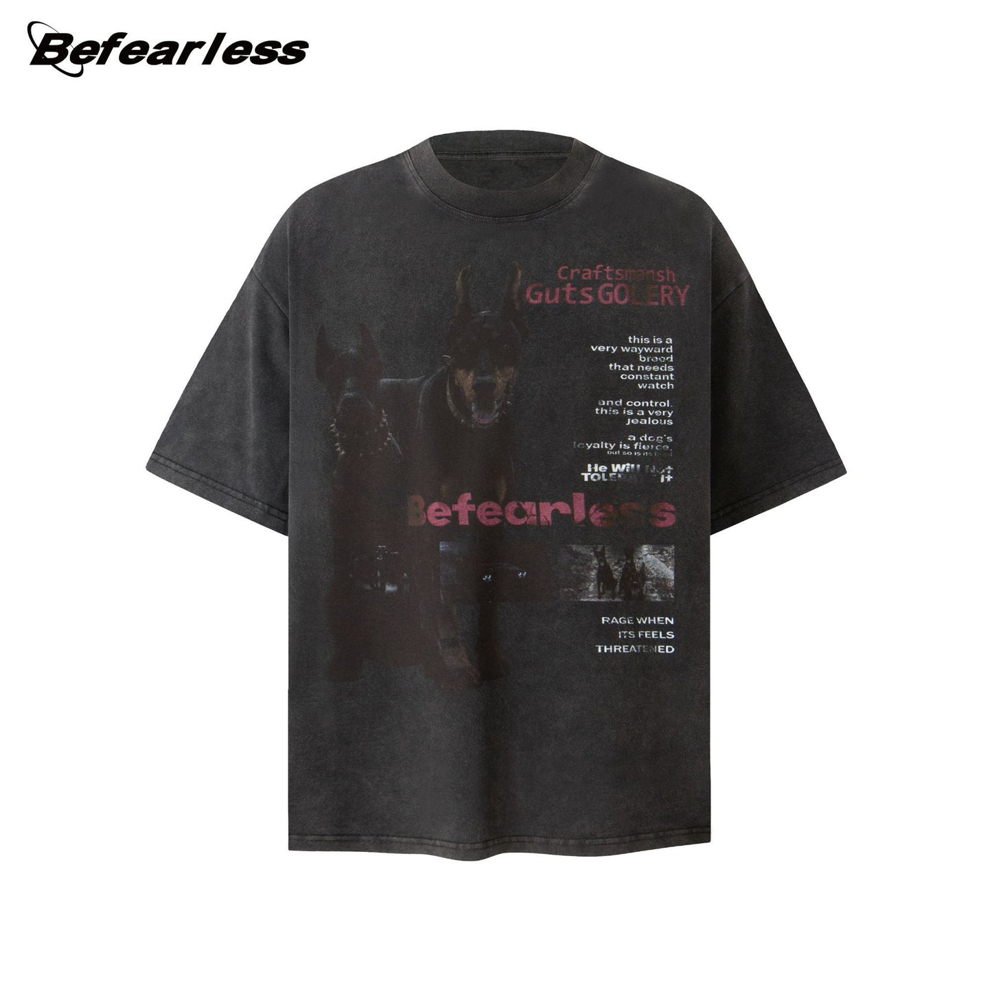 Washed Doberman Print Oversize Short Sleeve T-Shirt WN26312
