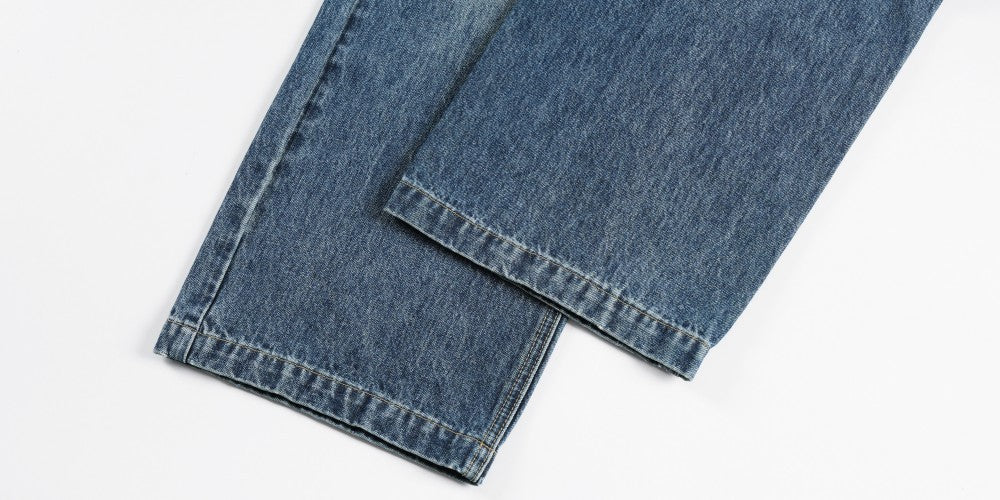 Metal Stud Washed Wide Leg Denim Jeans WN27843