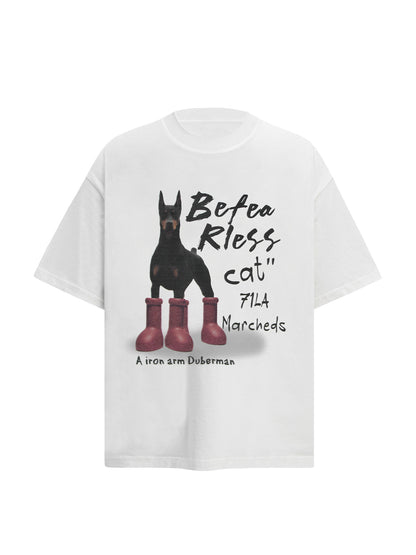 Dog Graphic Letter Print Short Sleeve T-Shirt WN26224