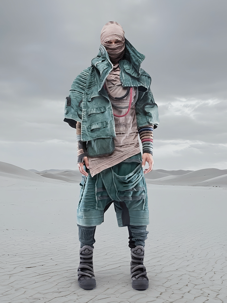 Asymmetric Pleats Deconstructed Washed Short Jacket WN21974