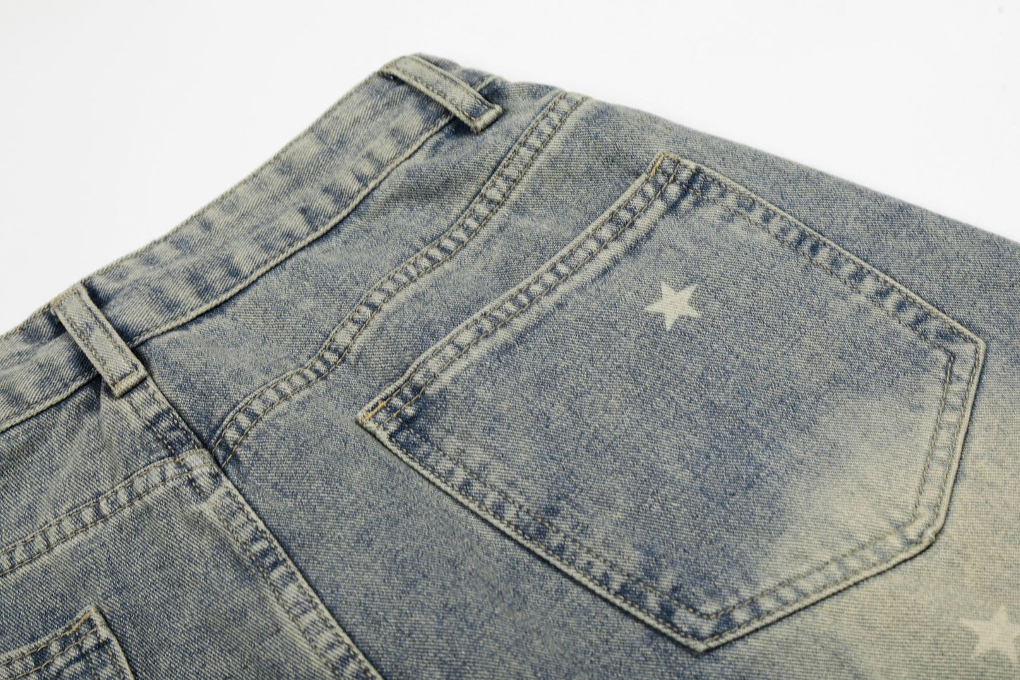 Curved Star Wide Leg Denim Short Pants WN25599