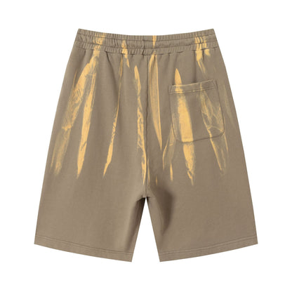 Drawstring Wash Tie-Dye Damage Half Sweatpants WN25589