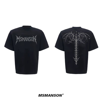 Dragon Spine Bone Design Print Short Sleeve T-Shirt WN18650