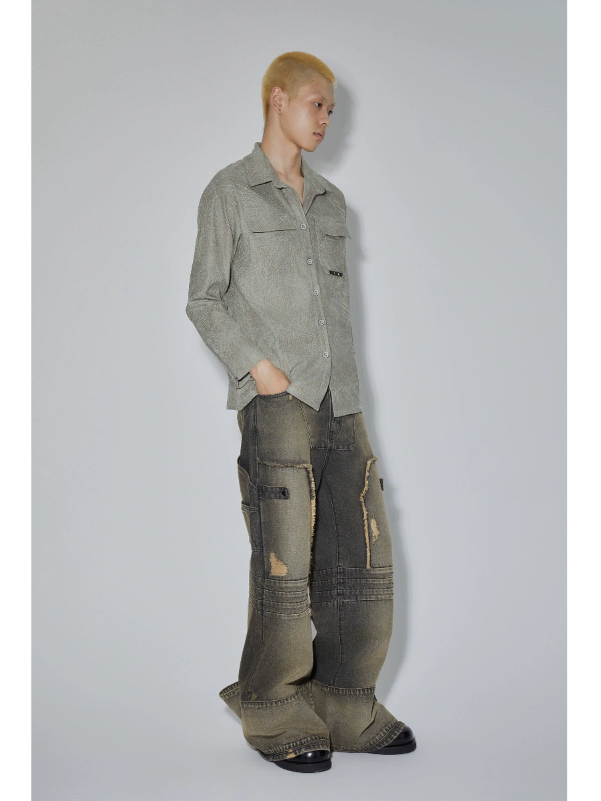 Swamp Green Textured Long Sleeve Shirt WN19046