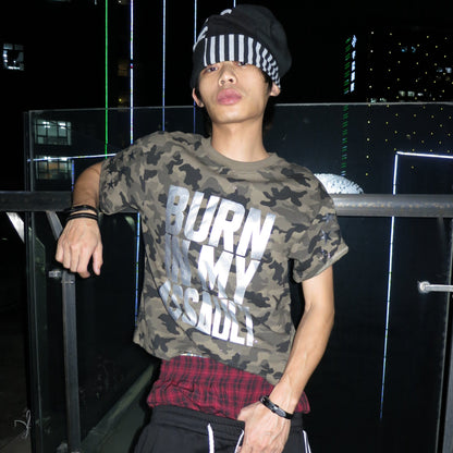 Camouflage Glitter Foil Print Short Sleeve T-Shirt WN27350