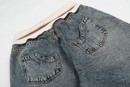 Deconstruction Patchwork Wide Leg Denim Jeans WN25851