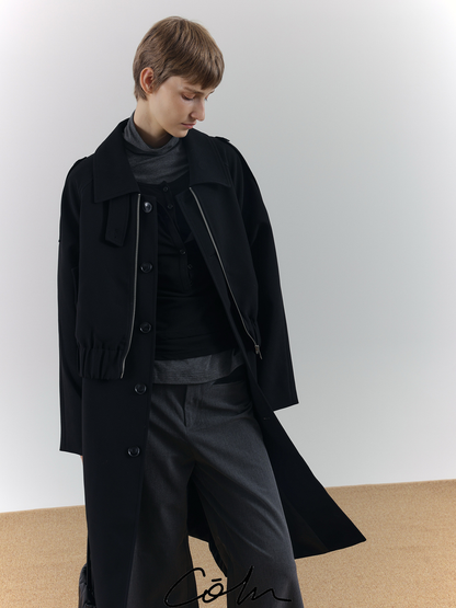 Fake Layered Zipper Trench Coat WN21617