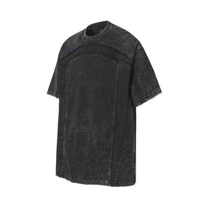 Washed Panel Design Short Sleeve T-Shirt WN25401
