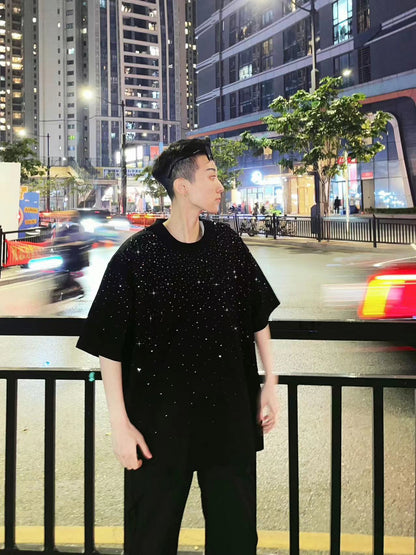 Rhinestone Star Heavyweight Oversize Short Sleeve T-Shirt WN20713