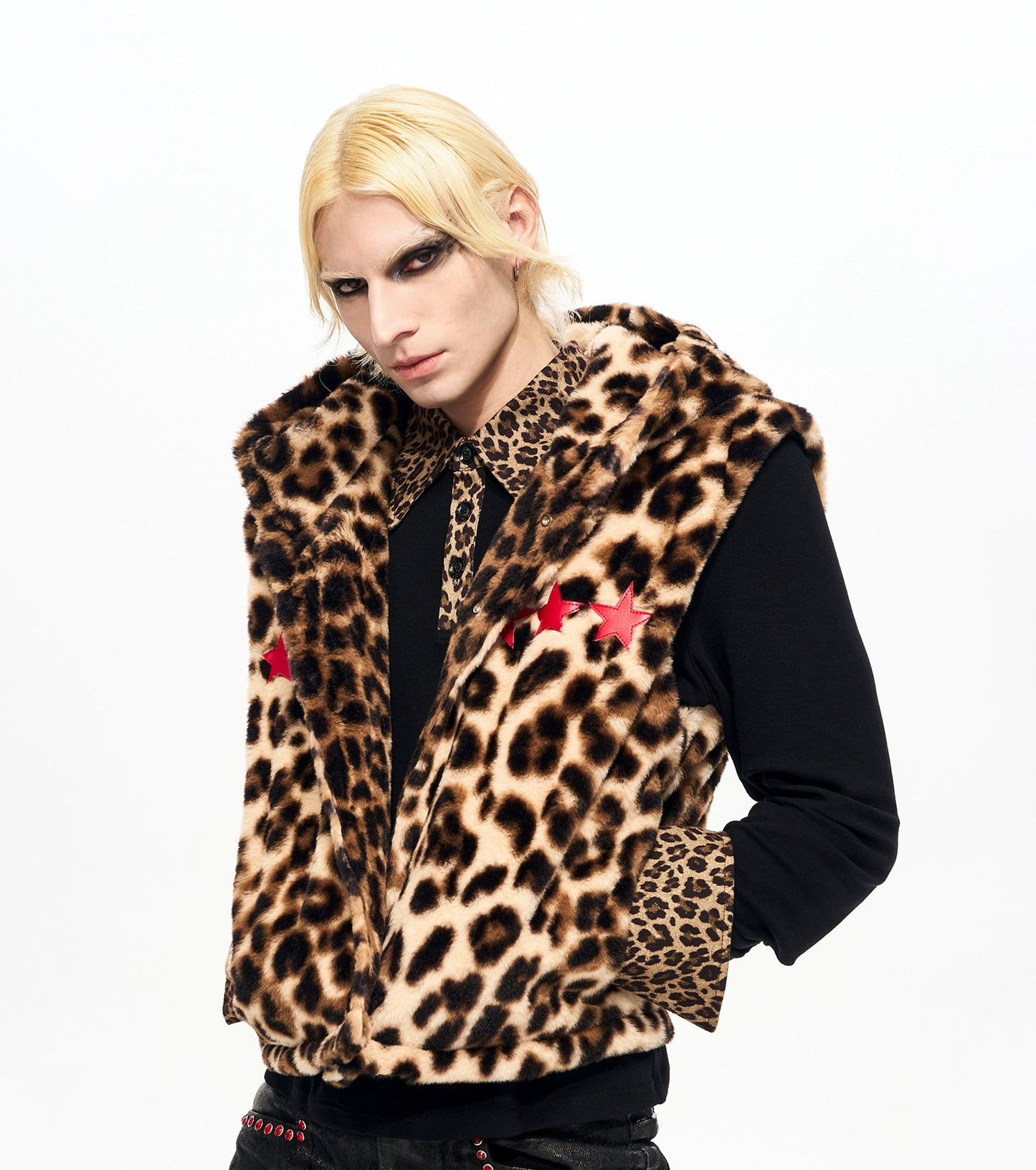 Leopard Fake Fur Hooded Vest WN22144