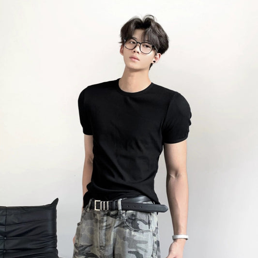 Plain Short Sleeve Knit T-shirt WN20090