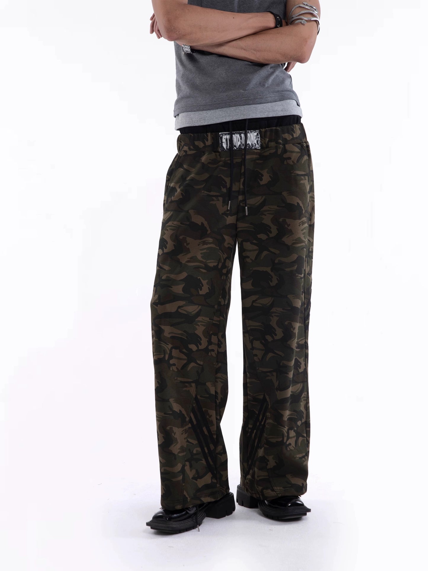 Camouflage Fake Layered Drawstring Pants WN20642