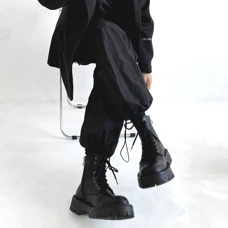 Side Zipper Thick Sole Leather Boots WN19135