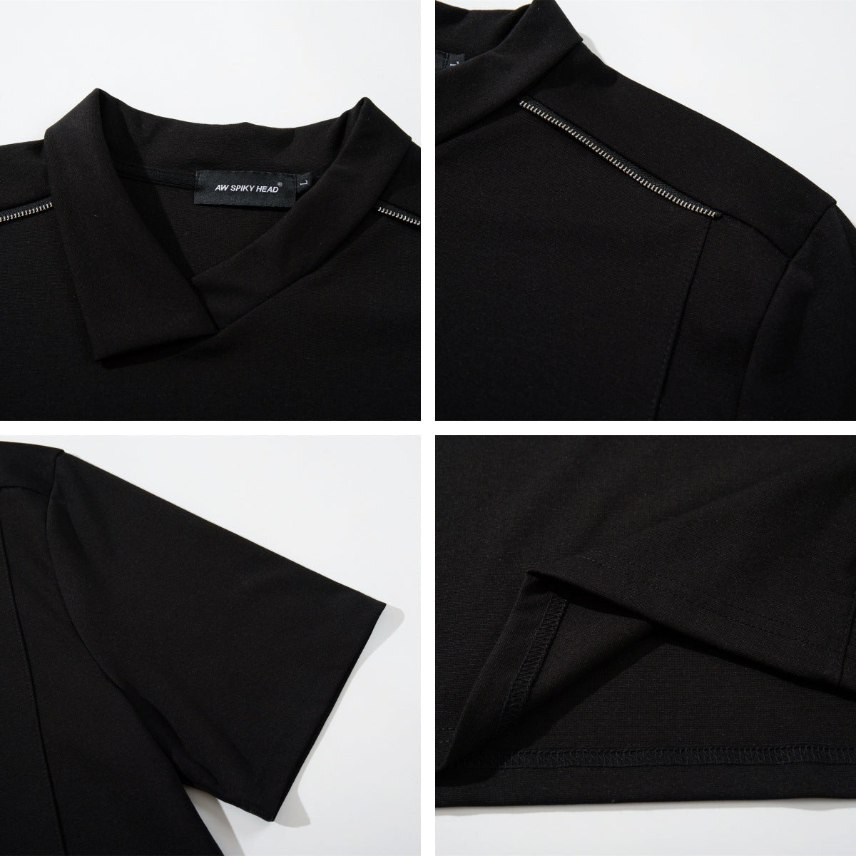 Zipper Design Heavyweight Short Sleeve T-Shirt WN26854