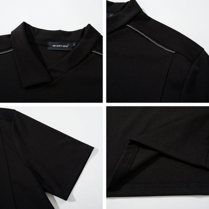 Zipper Design Heavyweight Short Sleeve T-Shirt WN26854