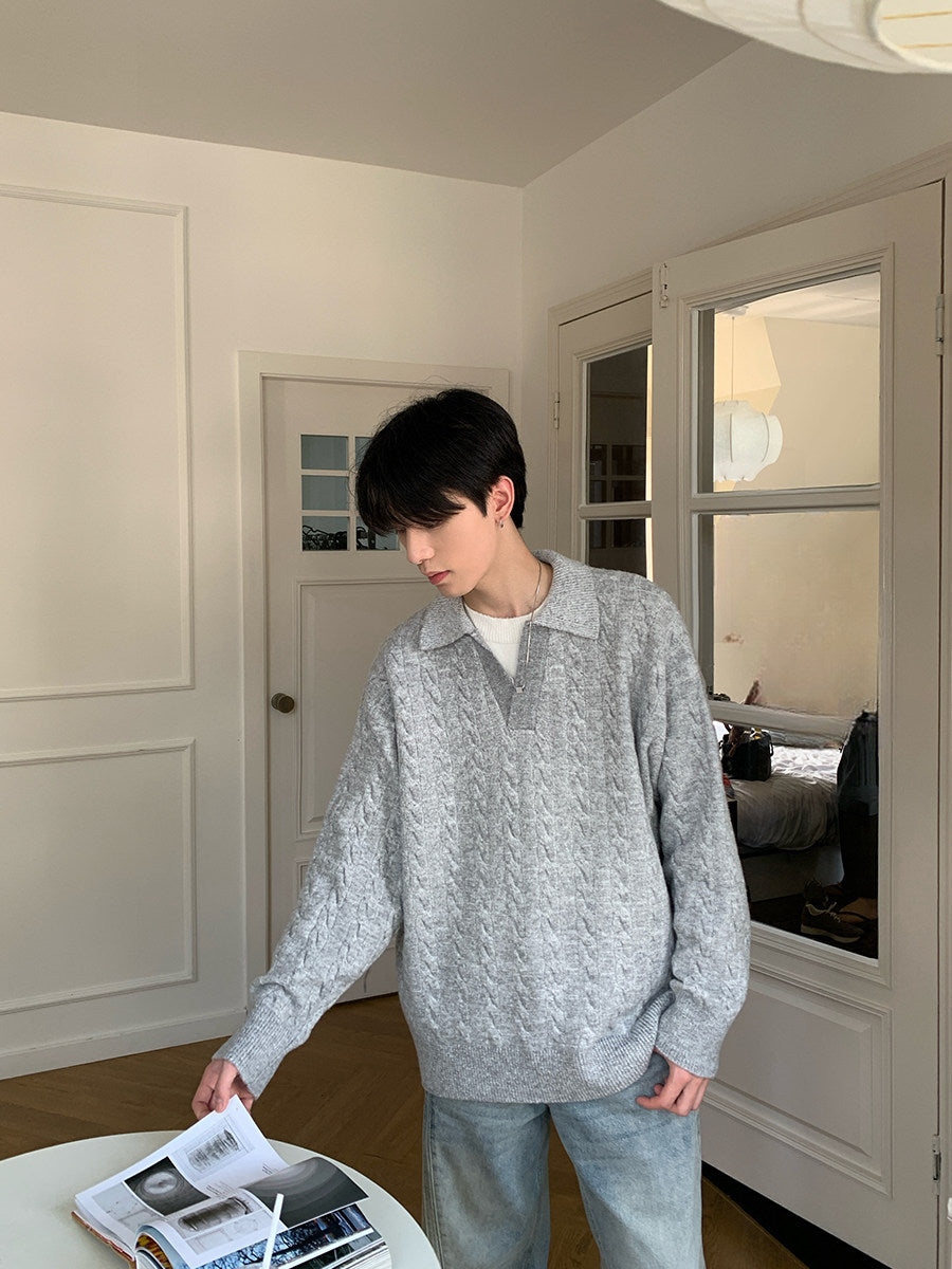Cable Knit Collar Knit Sweater WN24913