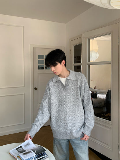 Cable Knit Collar Knit Sweater WN24913