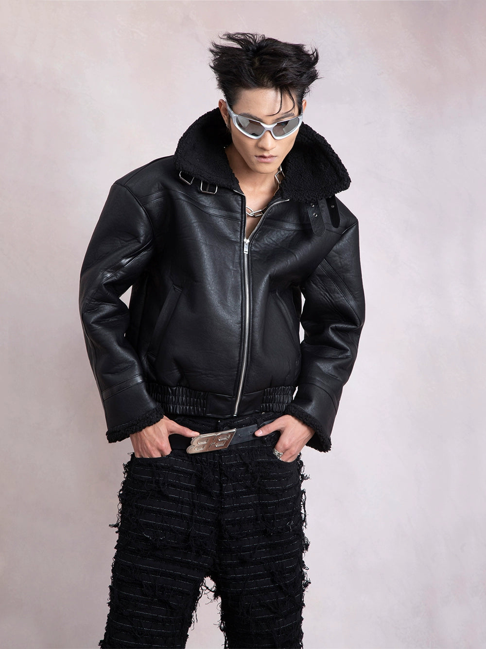 Fake Fur PU Leather Jacket WN9291