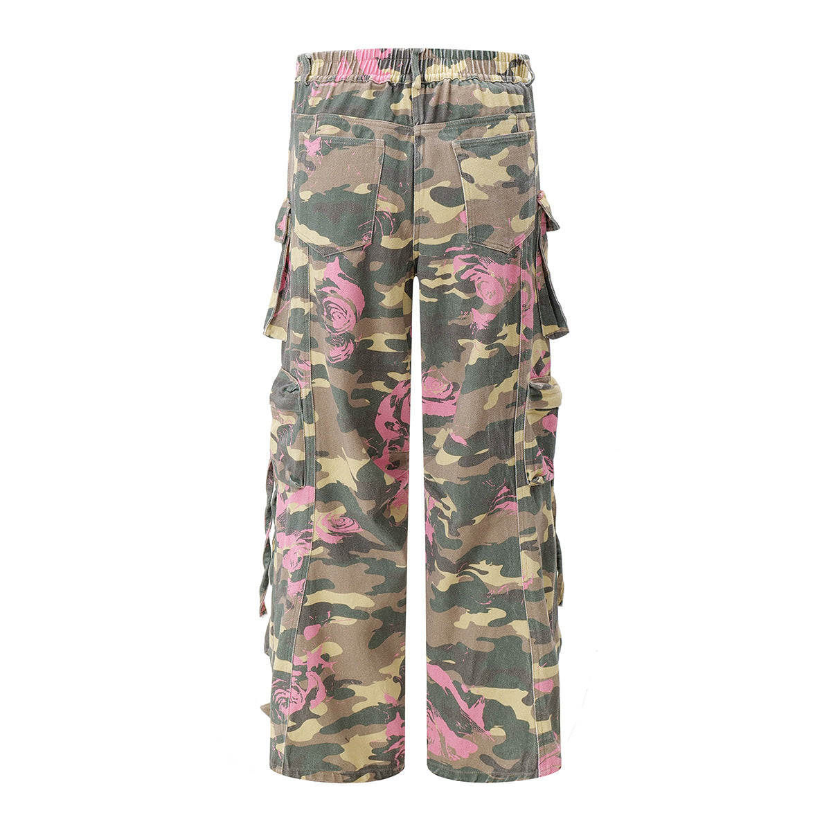 Camuflaje floral Pantalones de carga de pierna ancha WN11314