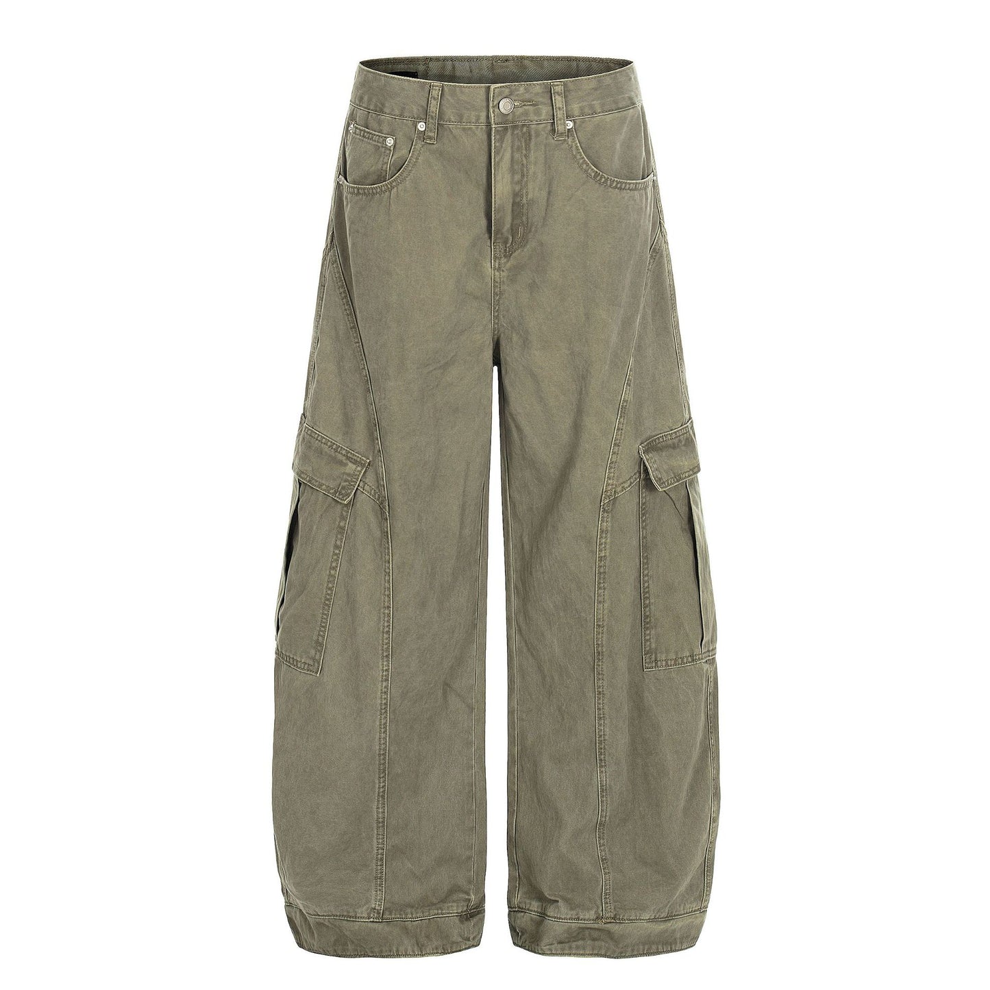 Washed Multi Pocket Curved Cargo Pants WN26016