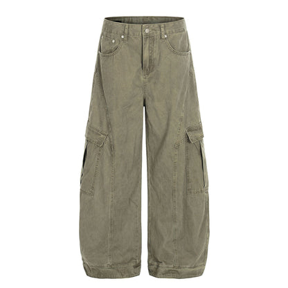 Washed Multi Pocket Curved Cargo Pants WN26016