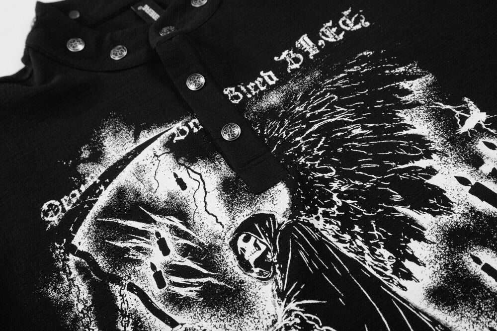Grim Reaper Print Oversize Long Sleeve T-Shirt WN27957
