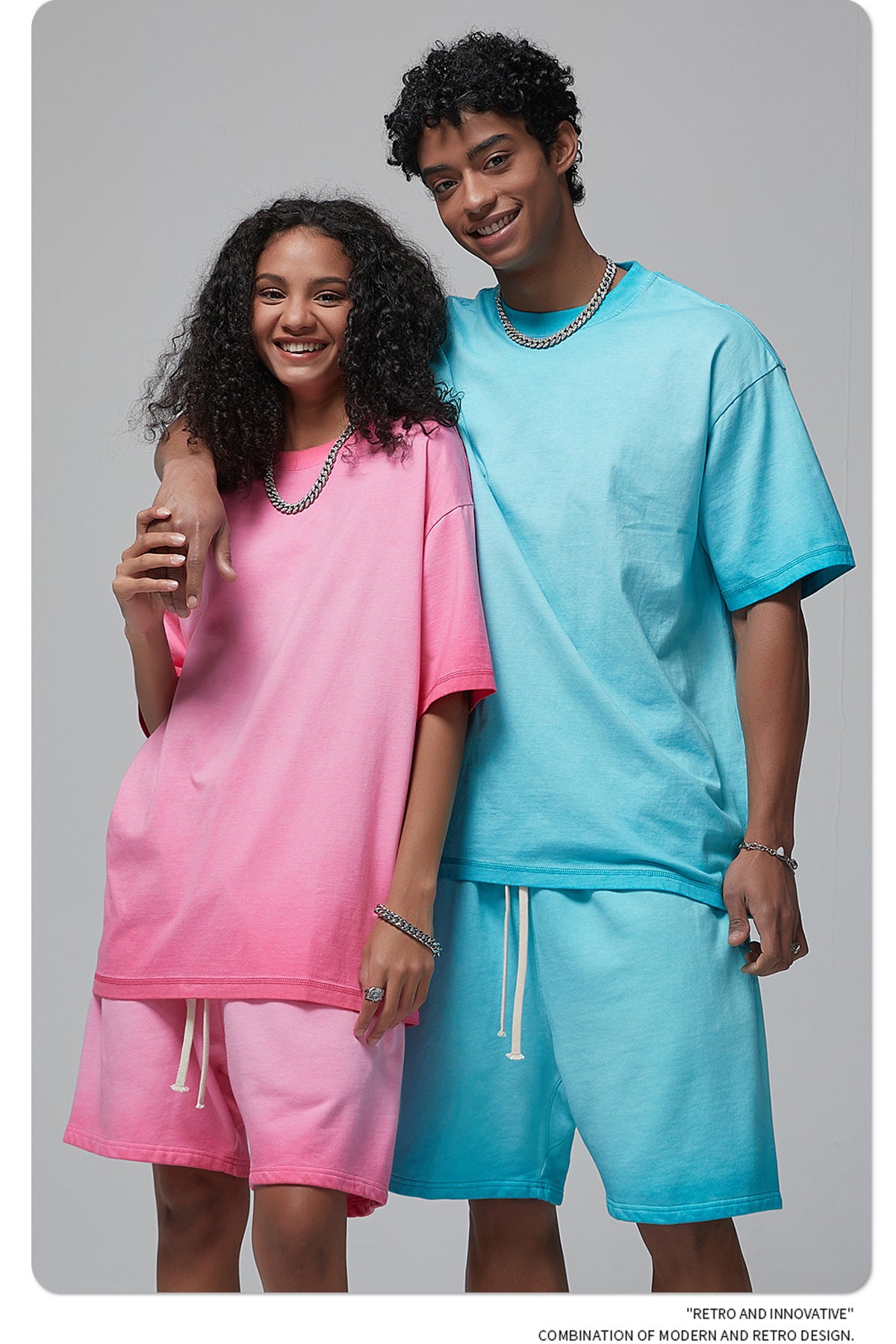 Vintage Dyed Oversize Short-sleeve T-shirt & Vintage Dyed Short Sweatpants Setup WN6642