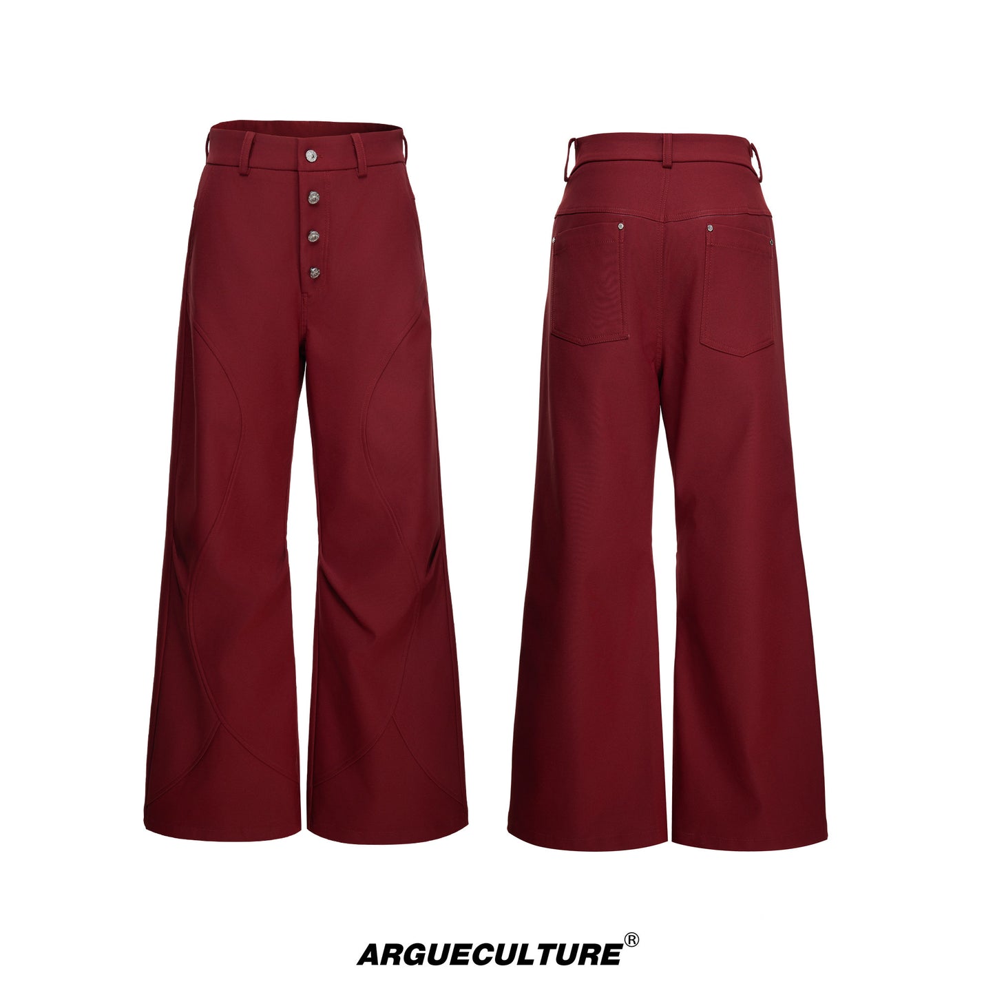 Double Pleats Flare Five-Button Draped Trousers WN23309