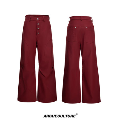 Double Pleats Flare Five-Button Draped Trousers WN23309