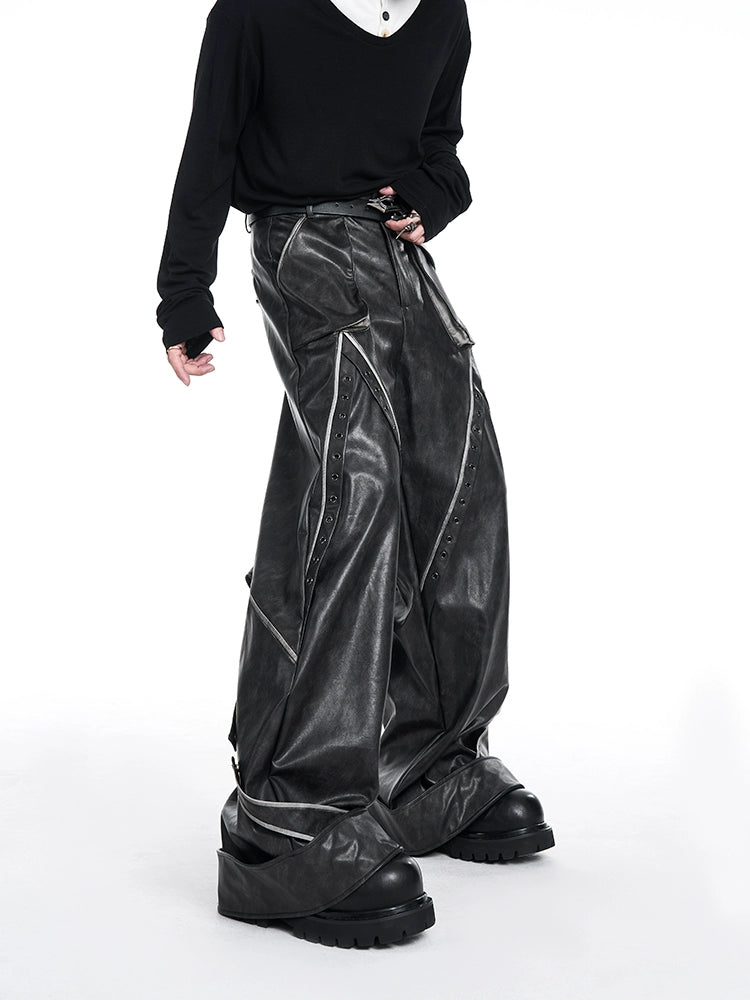 Glossy Heavyweight PU Leather Straight Pants WN10226