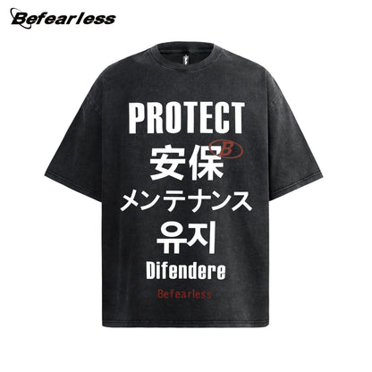 Washed Graphic Letter Print Oversize Short Sleeve T-Shirt WN26372