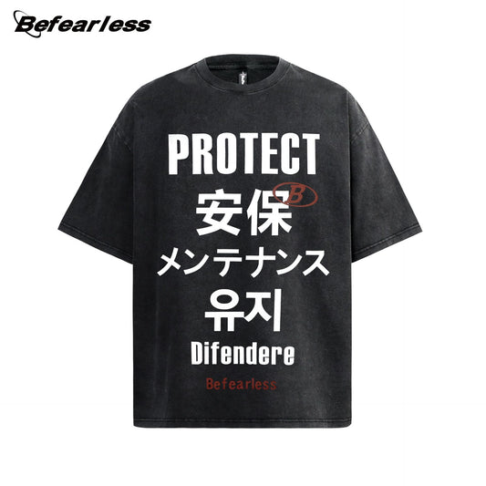 Washed Graphic Letter Print Oversize Short Sleeve T-Shirt WN26372