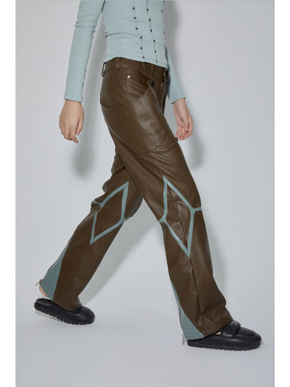 PU Leather Jacket & Bicolor PU Leather Pants Setup WN18965